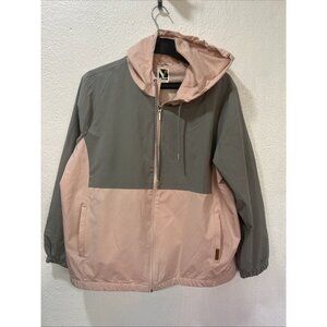 Voyager Jacket Gray & Pink Windbreaker With‎ Hoodie . Full Zip Size-XL